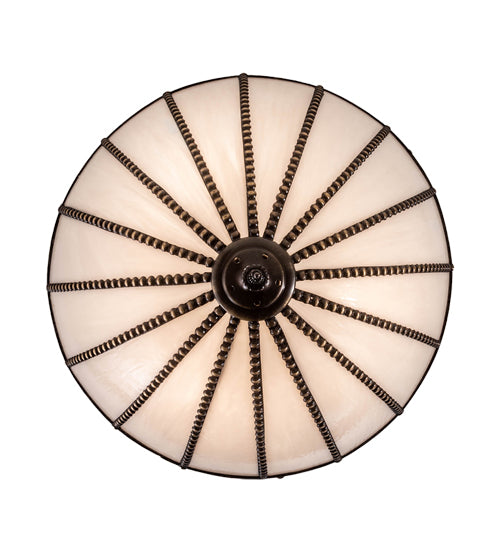 Meyda Lighting Gothic 21" 3-Light Craftsman Brown Inverted Pendant Light With White Art Shade Glass