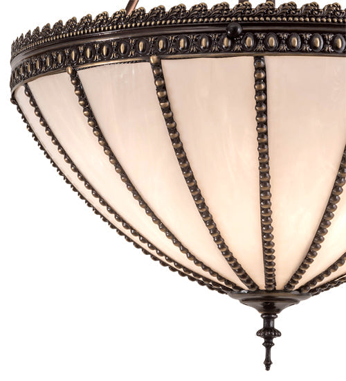 Meyda Lighting Gothic 21" 3-Light Craftsman Brown Inverted Pendant Light With White Art Shade Glass