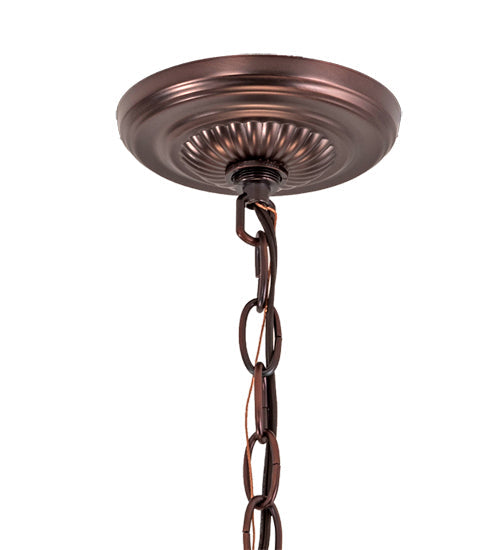 Meyda Lighting Gothic 21" 3-Light Craftsman Brown Inverted Pendant Light With White Art Shade Glass
