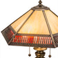 Meyda Lighting Gothic 25" 2-Light Antique Brass Table Lamp With Red & Beige Iridescent Shade Glass