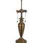 Meyda Lighting Gothic 25" 2-Light Antique Brass Table Lamp With Red & Beige Iridescent Shade Glass