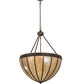 Meyda Lighting Gothic 25" 3-Light Craftsman Brown Inverted Pendant Light With Beige Iridescent Shade Glass