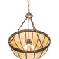 Meyda Lighting Gothic 25" 3-Light Craftsman Brown Inverted Pendant Light With Beige Iridescent Shade Glass