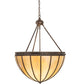 Meyda Lighting Gothic 25" 3-Light Craftsman Brown Inverted Pendant Light With Beige Iridescent Shade Glass