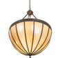 Meyda Lighting Gothic 25" 3-Light Craftsman Brown Inverted Pendant Light With Beige Iridescent Shade Glass