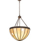 Meyda Lighting Gothic 25" 3-Light Craftsman Brown Inverted Pendant Light With Beige Iridescent Shade Glass