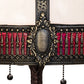 Meyda Lighting Gothic 26" 2-Light Craftsman Brown Highlighted Table Lamp With Red & White Iridescent Shade Glass