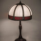 Meyda Lighting Gothic 27" 3-Light Craftsman Brown Highlighted Table Lamp With Red & White Iridescent Shade Glass