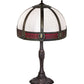 Meyda Lighting Gothic 27" 3-Light Craftsman Brown Highlighted Table Lamp With Red & White Iridescent Shade Glass