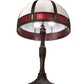 Meyda Lighting Gothic 27" 3-Light Craftsman Brown Highlighted Table Lamp With Red & White Iridescent Shade Glass