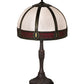 Meyda Lighting Gothic 27" 3-Light Craftsman Brown Highlighted Table Lamp With Red & White Iridescent Shade Glass