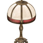 Meyda Lighting Gothic 27" Craftsman Brown Highlighted Table Lamp With White & Red Art Shade Glass