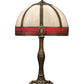 Meyda Lighting Gothic 27" Craftsman Brown Highlighted Table Lamp With White & Red Art Shade Glass