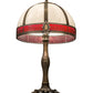 Meyda Lighting Gothic 27" Craftsman Brown Highlighted Table Lamp With White & Red Art Shade Glass