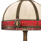 Meyda Lighting Gothic 27" Craftsman Brown Highlighted Table Lamp With White & Red Art Shade Glass