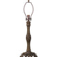 Meyda Lighting Gothic 27" Craftsman Brown Highlighted Table Lamp With White & Red Art Shade Glass