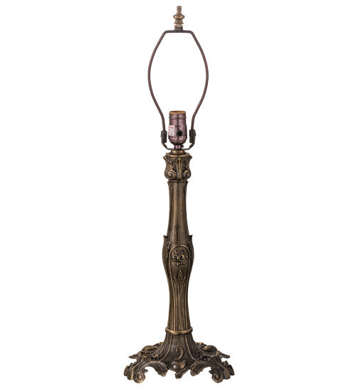 Meyda Lighting Gothic 27" Craftsman Brown Highlighted Table Lamp With White & Red Art Shade Glass