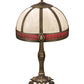 Meyda Lighting Gothic 27" Craftsman Brown Highlighted Table Lamp With White & Red Art Shade Glass