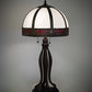 Meyda Lighting Gothic 31" 3-Light Craftsman Brown Highlighted Table Lamp With Red & White Iridescent Shade Glass