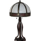 Meyda Lighting Gothic 31" 3-Light Craftsman Brown Highlighted Table Lamp With Red & White Iridescent Shade Glass