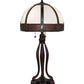 Meyda Lighting Gothic 31" 3-Light Craftsman Brown Highlighted Table Lamp With Red & White Iridescent Shade Glass