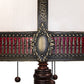 Meyda Lighting Gothic 31" 3-Light Craftsman Brown Highlighted Table Lamp With Red & White Iridescent Shade Glass
