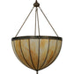 Meyda Lighting Gothic 32" 4-Light Craftsman Brown Inverted Pendant Light With Beige Art Shade Glass