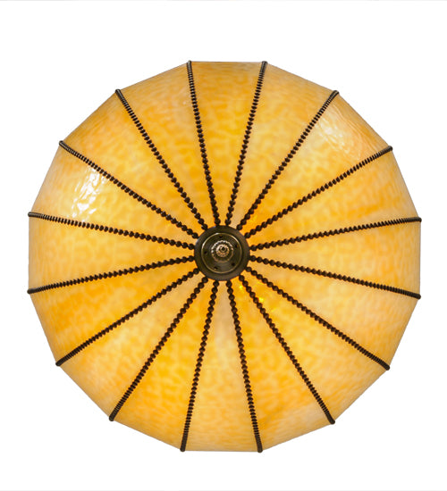 Meyda Lighting Gothic 32" 4-Light Craftsman Brown Inverted Pendant Light With Beige Art Shade Glass