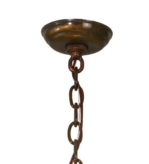 Meyda Lighting Gothic 32" 4-Light Craftsman Brown Inverted Pendant Light With Beige Art Shade Glass