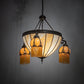Meyda Lighting Gothic 33" 6-Light Craftsman Brown Highlighted Inverted Pendant Light With Beige Art Shade Glass