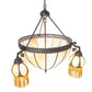 Meyda Lighting Gothic 33" 6-Light Craftsman Brown Highlighted Inverted Pendant Light With Beige Art Shade Glass