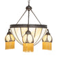 Meyda Lighting Gothic 33" 6-Light Craftsman Brown Highlighted Inverted Pendant Light With Beige Art Shade Glass