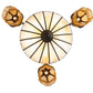 Meyda Lighting Gothic 33" 6-Light Craftsman Brown Highlighted Inverted Pendant Light With Beige Art Shade Glass