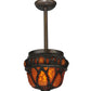 Meyda Lighting Gothic Crown 10" Antique Black Inverted Pendant Light With Amber Shade Glass