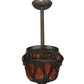 Meyda Lighting Gothic Crown 10" Antique Black Inverted Pendant Light With Amber Shade Glass