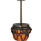 Meyda Lighting Gothic Crown 10" Antique Black Inverted Pendant Light With Amber Shade Glass