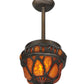 Meyda Lighting Gothic Crown 10" Antique Black Inverted Pendant Light With Amber Shade Glass