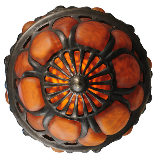 Meyda Lighting Gothic Crown 10" Antique Black Inverted Pendant Light With Amber Shade Glass