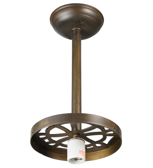 Meyda Lighting Gothic Crown 10" Antique Black Inverted Pendant Light With Amber Shade Glass
