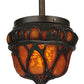 Meyda Lighting Gothic Crown 10" Antique Black Inverted Pendant Light With Amber Shade Glass