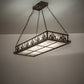 Meyda Lighting Gothic Fleur-de-lis 48" 2-Light Antique Copper Island Inverted Pendant Light With Silver Mica Shade Glass