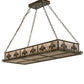 Meyda Lighting Gothic Fleur-de-lis 48" 2-Light Antique Copper Island Inverted Pendant Light With Silver Mica Shade Glass