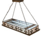 Meyda Lighting Gothic Fleur-de-lis 48" 2-Light Antique Copper Island Inverted Pendant Light With Silver Mica Shade Glass