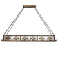 Meyda Lighting Gothic Fleur-de-lis 48" 2-Light Antique Copper Island Inverted Pendant Light With Silver Mica Shade Glass