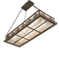 Meyda Lighting Gothic Fleur-de-lis 48" 2-Light Antique Copper Island Inverted Pendant Light With Silver Mica Shade Glass
