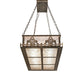 Meyda Lighting Gothic Fleur-de-lis 48" 2-Light Antique Copper Island Inverted Pendant Light With Silver Mica Shade Glass