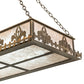 Meyda Lighting Gothic Fleur-de-lis 48" 2-Light Antique Copper Island Inverted Pendant Light With Silver Mica Shade Glass