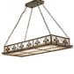 Meyda Lighting Gothic Fleur-de-lis 48" 2-Light Antique Copper Island Inverted Pendant Light With Silver Mica Shade Glass