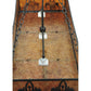 Meyda Lighting Gothic Fleur-de-lis 48" 6-Light Textured Black Inverted Island Pendant Light With Amber Mica Shade Glass