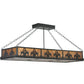 Meyda Lighting Gothic Fleur-de-lis 48" 6-Light Textured Black Inverted Island Pendant Light With Amber Mica Shade Glass